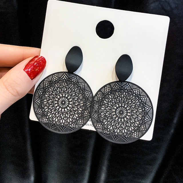 Korean Statement Black Acrylic Drop Earring