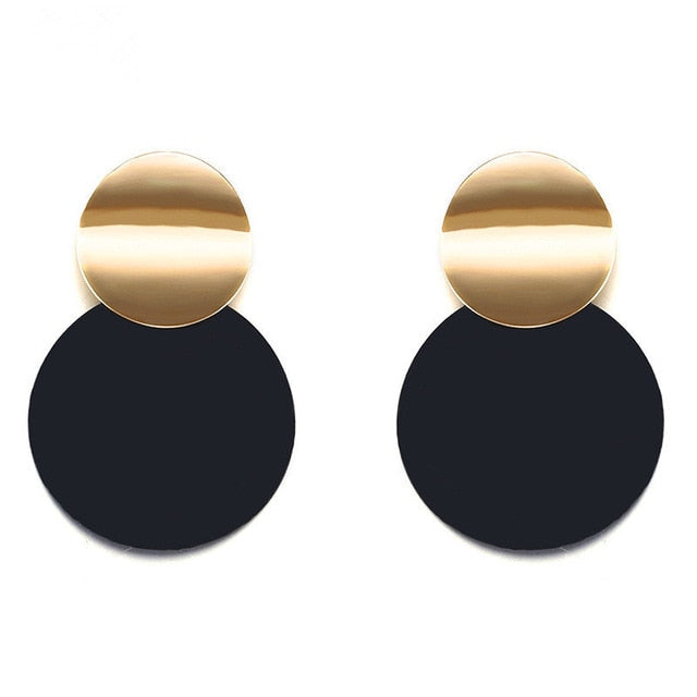 Korean Statement Black Acrylic Drop Earring