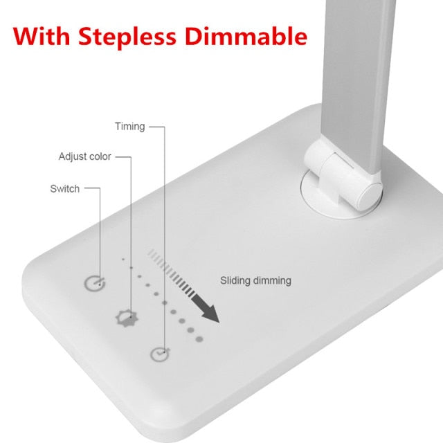 Stepless Dimmable Desk Reading Light Foldable