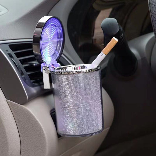 Car ashtray with LED light cigarette cigar ashtray container