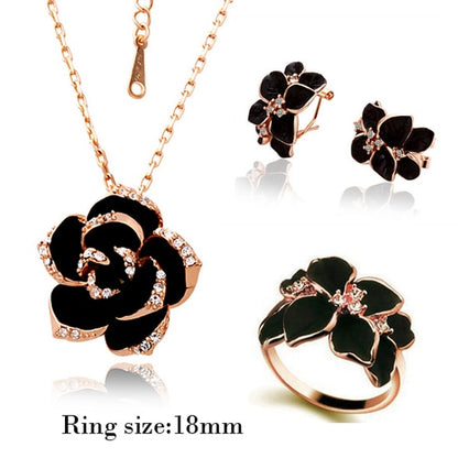 Fashion Rose Flower Enamel Jewelry Set Rose