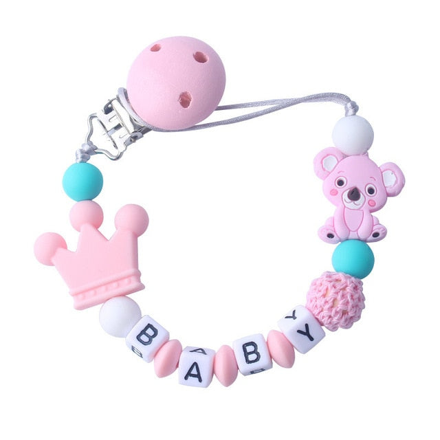 Personalized Name Baby Pacifier Clips Koala Pacifier Chain Holder