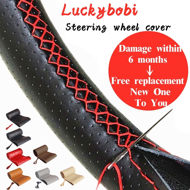 Car Steering Wheel Braid Cover Needles And Thread Artificial Leather