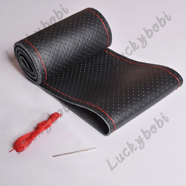 Car Steering Wheel Braid Cover Needles And Thread Artificial Leather