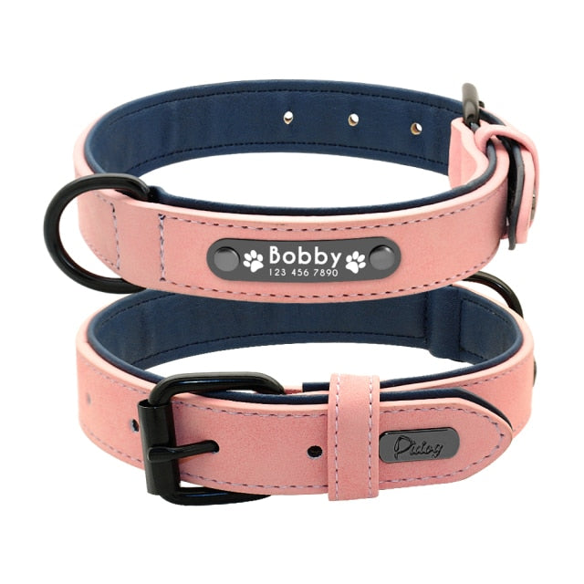 Leather Dog Collar Leash Set Personalized Customized Dog