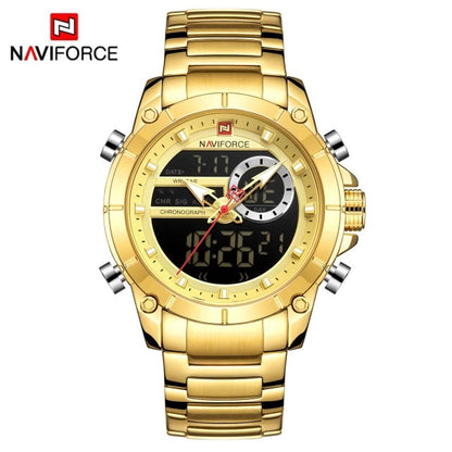 Military Sport Wrist Watch Gold Quartz Steel Waterproof