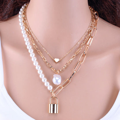 Pearls Geometric Pendants Necklaces