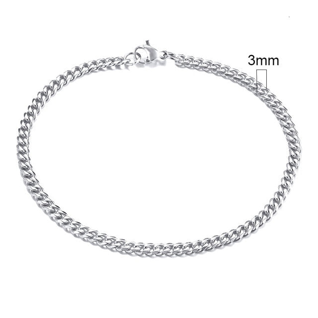 Stainless Steel Curb Cuban Link Chain Bracelets