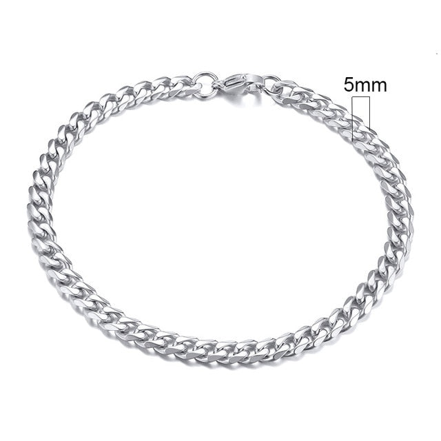 Stainless Steel Curb Cuban Link Chain Bracelets