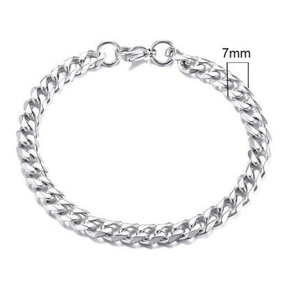 Stainless Steel Curb Cuban Link Chain Bracelets