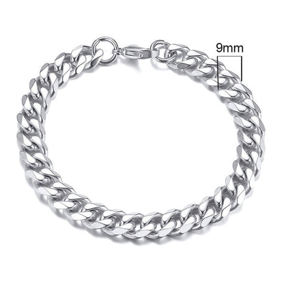 Stainless Steel Curb Cuban Link Chain Bracelets