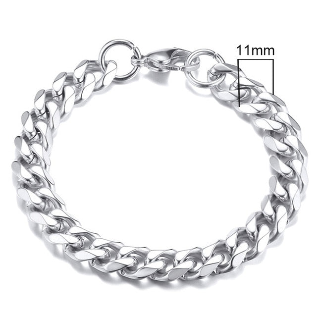 Stainless Steel Curb Cuban Link Chain Bracelets