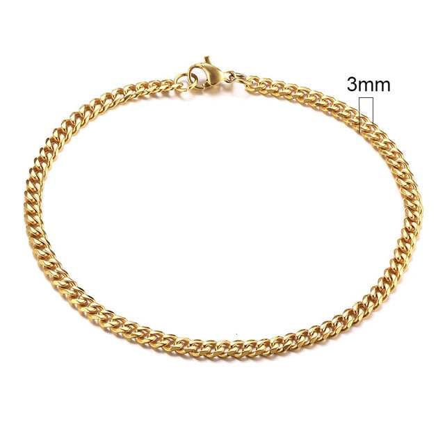 Stainless Steel Curb Cuban Link Chain Bracelets