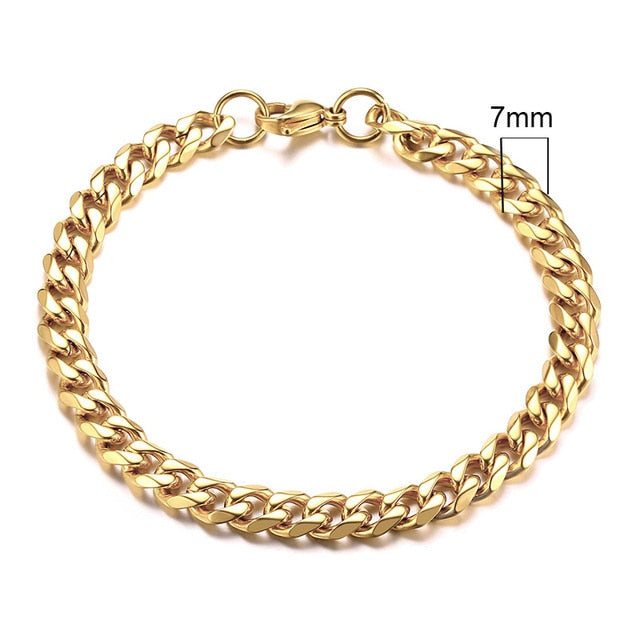 Stainless Steel Curb Cuban Link Chain Bracelets