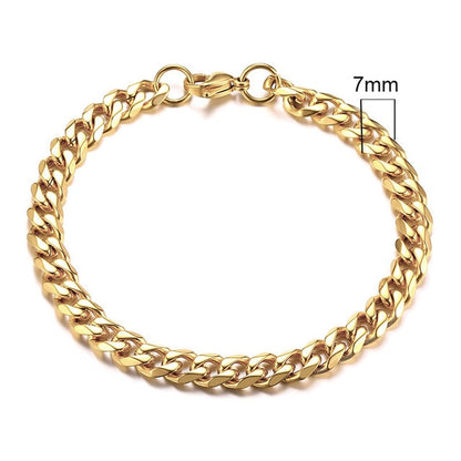 Stainless Steel Curb Cuban Link Chain Bracelets