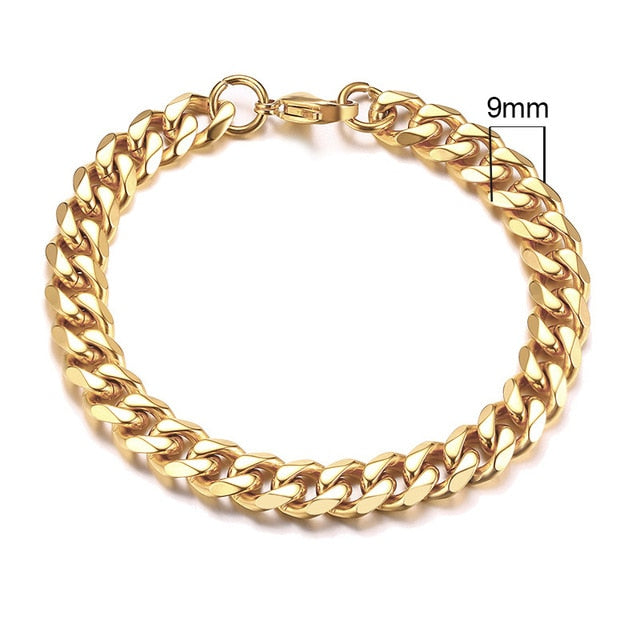 Stainless Steel Curb Cuban Link Chain Bracelets