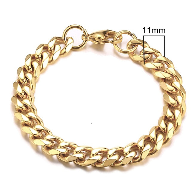 Stainless Steel Curb Cuban Link Chain Bracelets