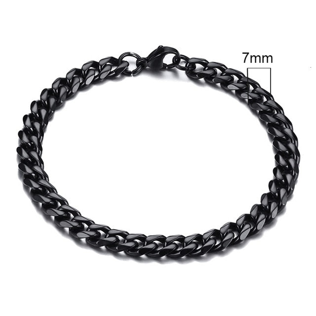 Stainless Steel Curb Cuban Link Chain Bracelets