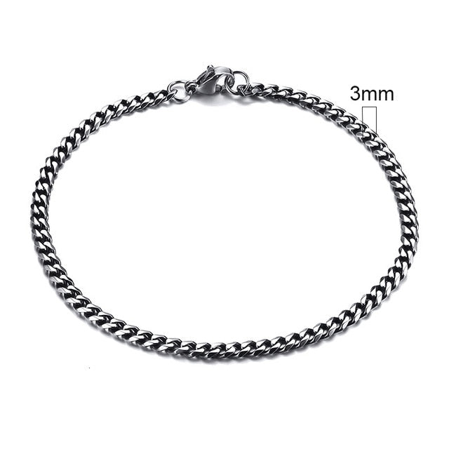 Stainless Steel Curb Cuban Link Chain Bracelets