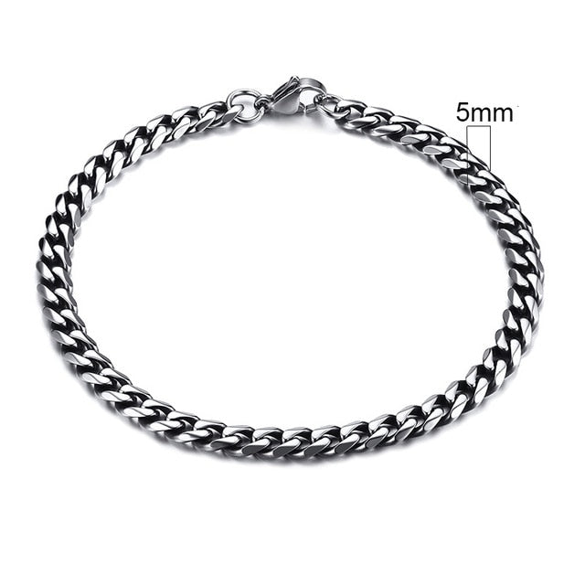 Stainless Steel Curb Cuban Link Chain Bracelets