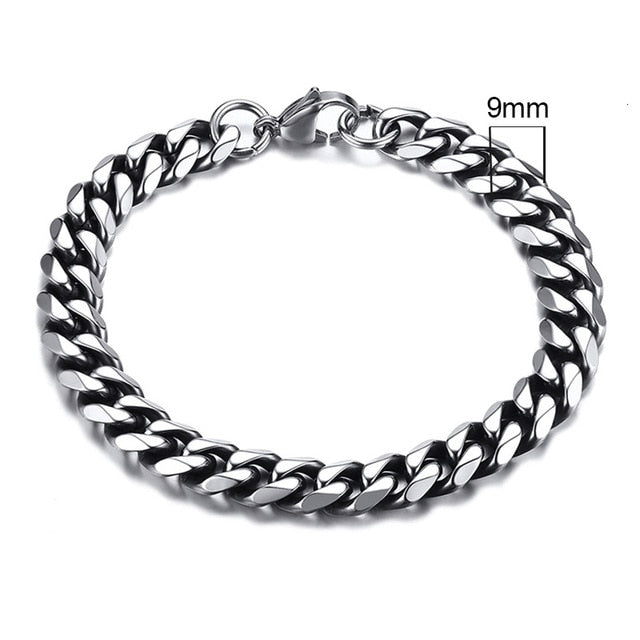 Stainless Steel Curb Cuban Link Chain Bracelets