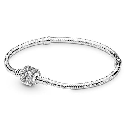 Boosbiy Silver Plated Cute Owl Snake Chain Charm Bracelet