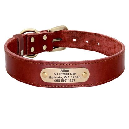 Custom Leather Dog Collar Leash Set Personalized Pet