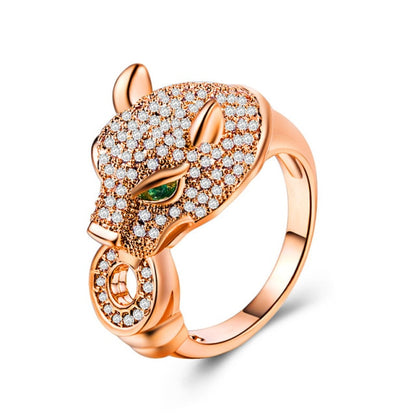 Leopard Head Inlaid Women Ring