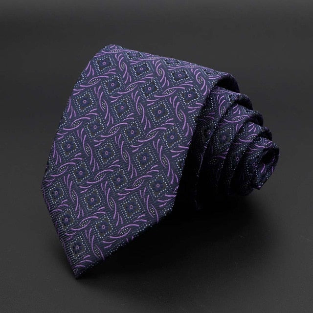 New Men's Tie Classic Solid Color Stripe Flower