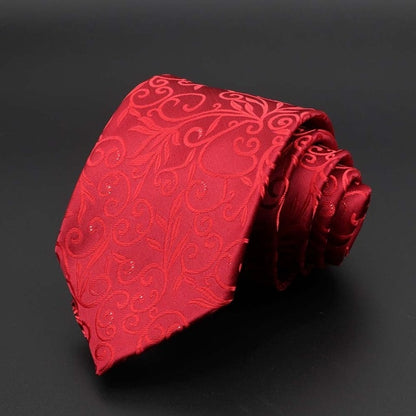 New Men's Tie Classic Solid Color Stripe Flower