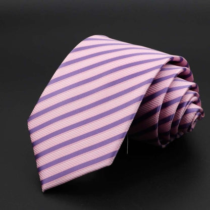 New Men's Tie Classic Solid Color Stripe Flower