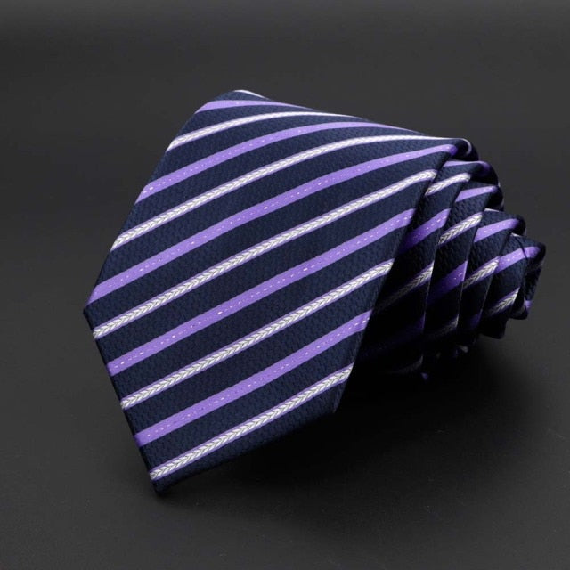 New Men's Tie Classic Solid Color Stripe Flower