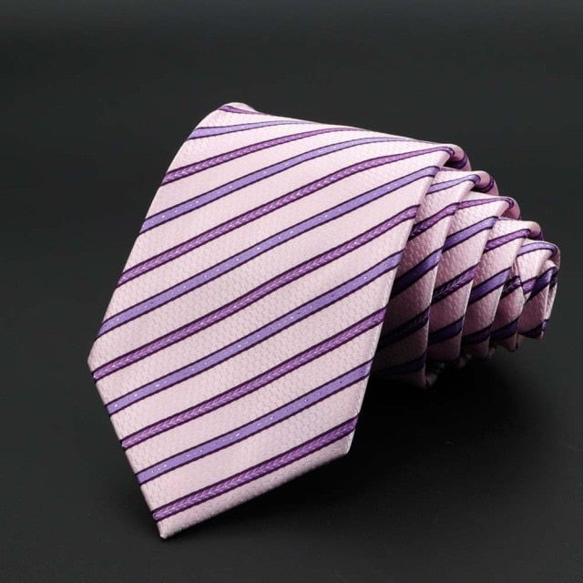 New Men's Tie Classic Solid Color Stripe Flower