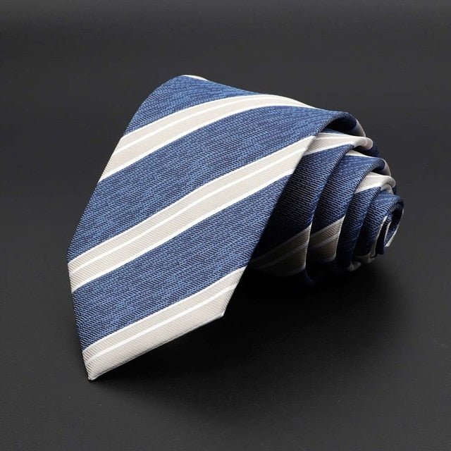 New Men's Tie Classic Solid Color Stripe Flower