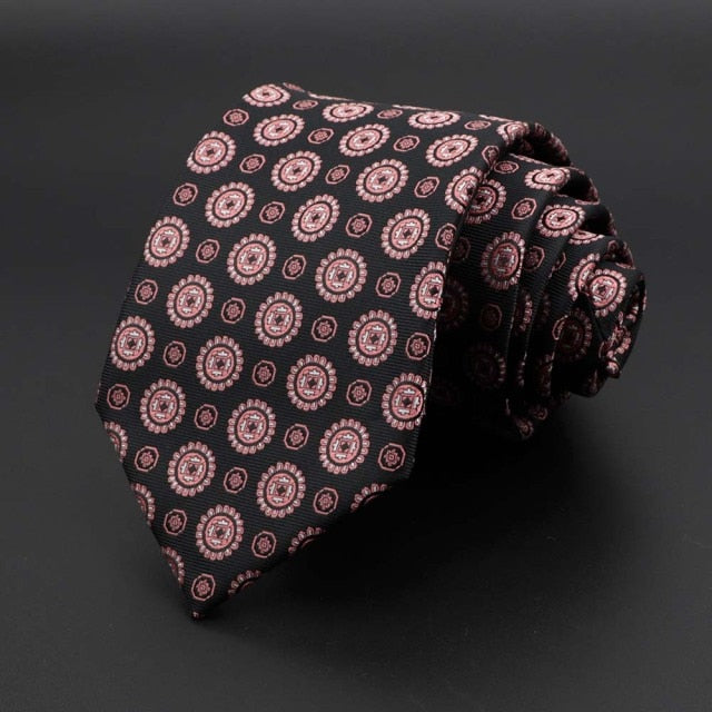 New Men's Tie Classic Solid Color Stripe Flower