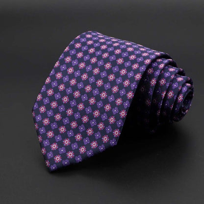 New Men's Tie Classic Solid Color Stripe Flower