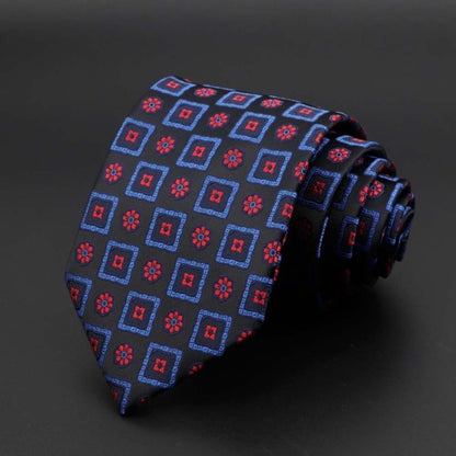 New Men's Tie Classic Solid Color Stripe Flower