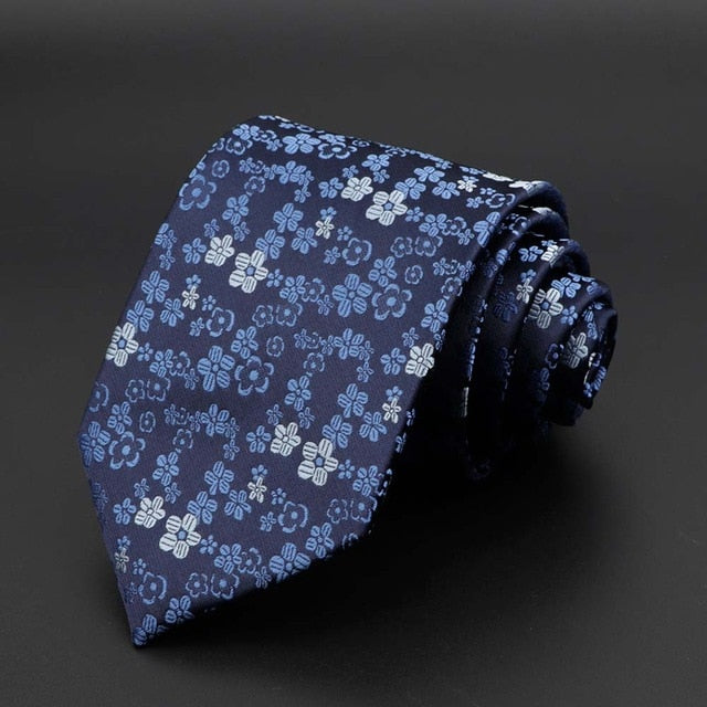 New Men's Tie Classic Solid Color Stripe Flower