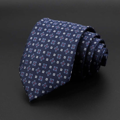 New Men's Tie Classic Solid Color Stripe Flower