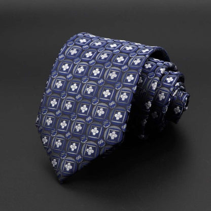 New Men's Tie Classic Solid Color Stripe Flower