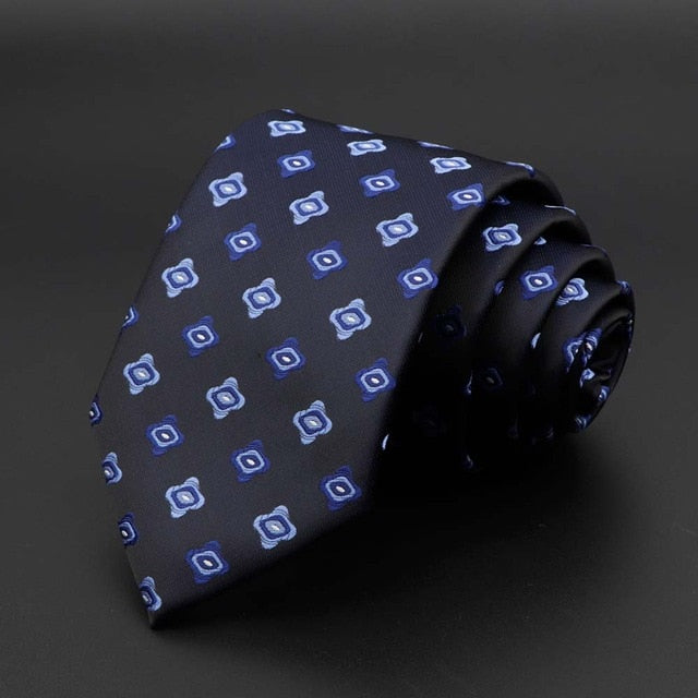 New Men's Tie Classic Solid Color Stripe Flower