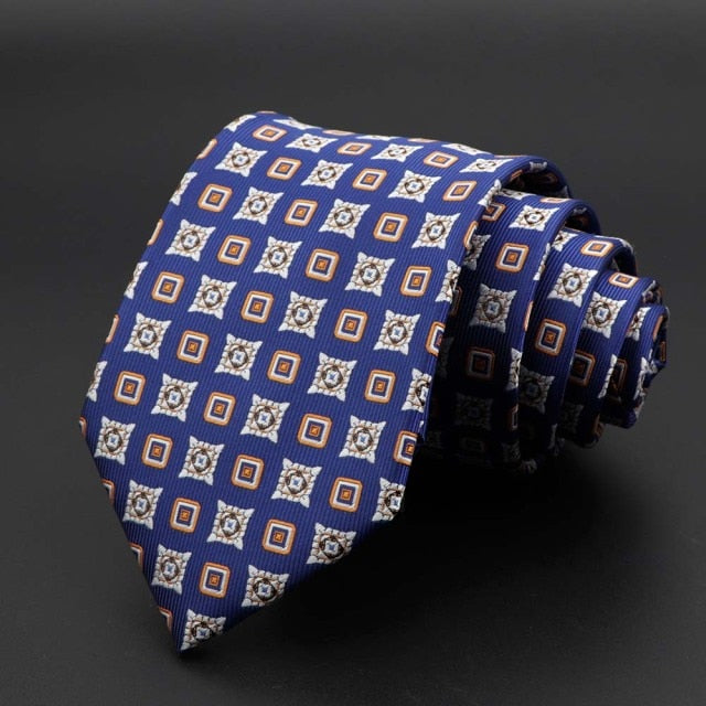 New Men's Tie Classic Solid Color Stripe Flower