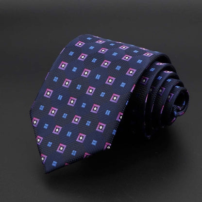 New Men's Tie Classic Solid Color Stripe Flower