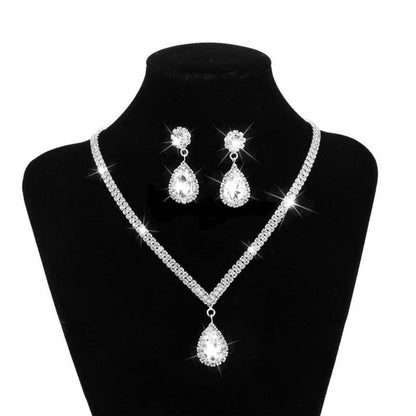 Rhinestone Long Pendant Full Crystal Silver Plated Necklace