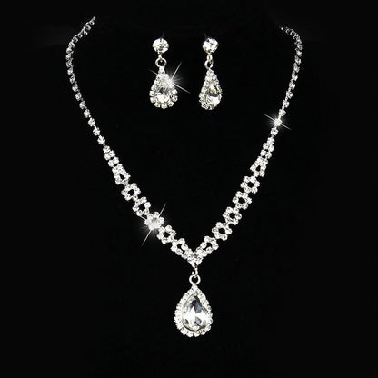 Rhinestone Long Pendant Full Crystal Silver Plated Necklace