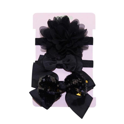 Sequin Felt Bow Lotus Flower Elastic Headbands Kid