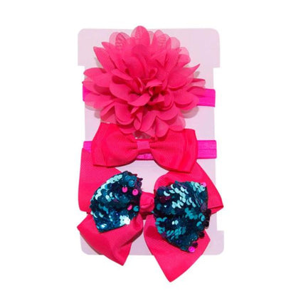 Sequin Felt Bow Lotus Flower Elastic Headbands Kid