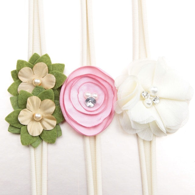 Sequin Felt Bow Lotus Flower Elastic Headbands Kid