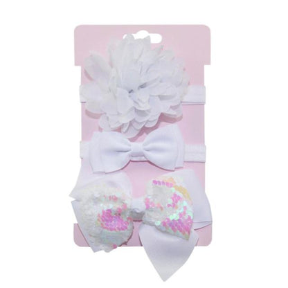 Sequin Felt Bow Lotus Flower Elastic Headbands Kid