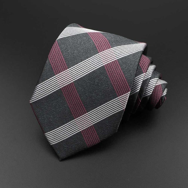 New Men's Tie Classic Solid Color Stripe Flower